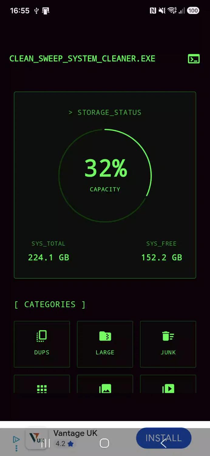 Clean Sweep storage status