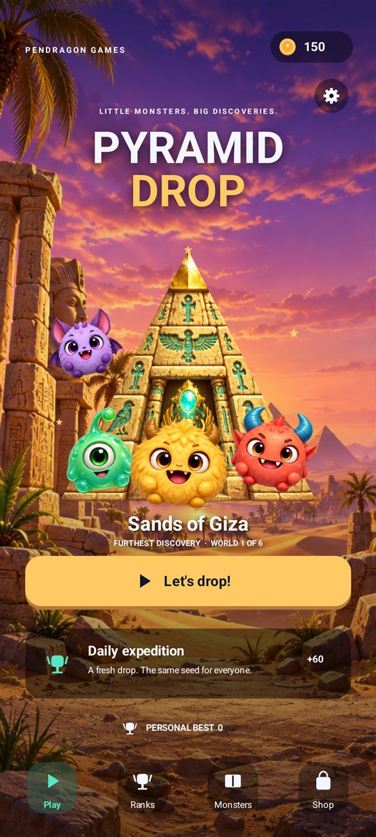 Pyramid Drop's sunset desert home with colourful monsters